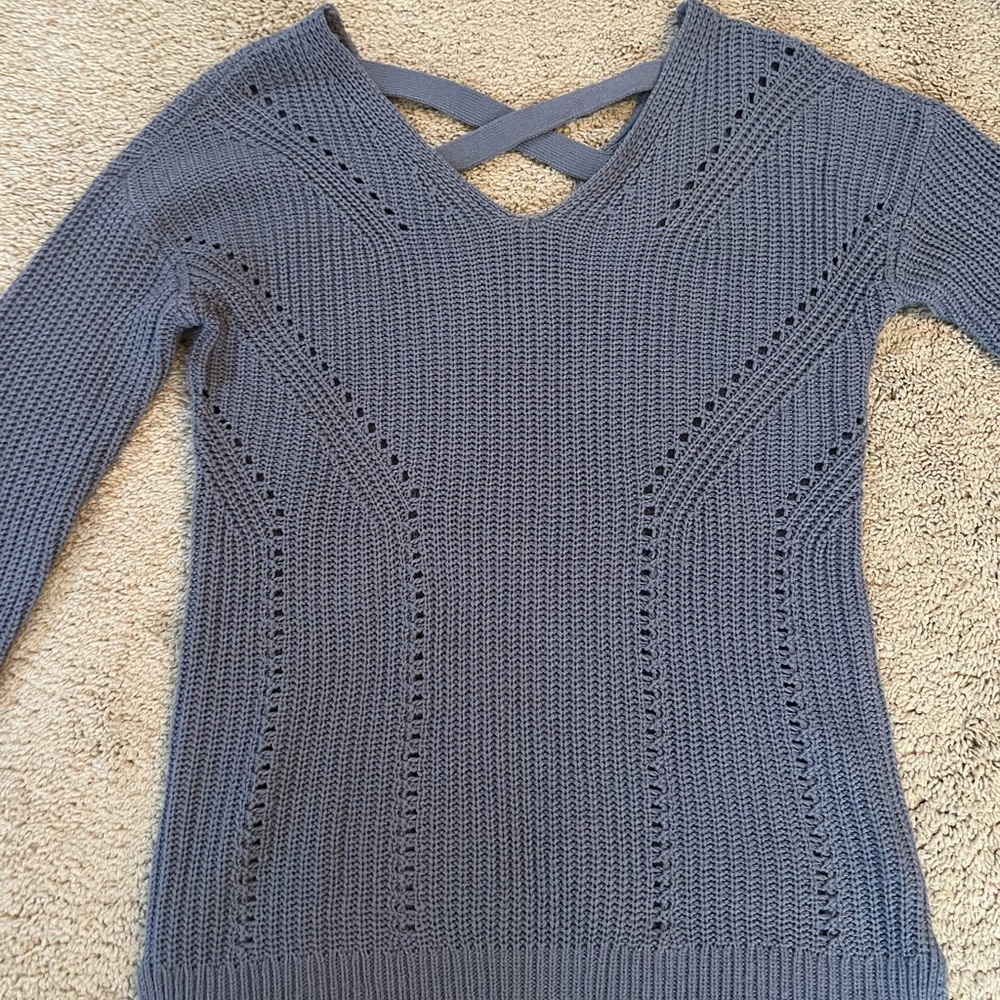 Stylish Knit Sweater with Cross Back - Picture 2 of 5